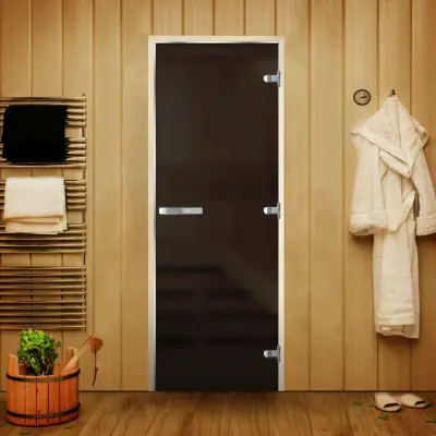 Дверь Люкс Серая Matelux 1900*700 (3п,8мм) R, без порога