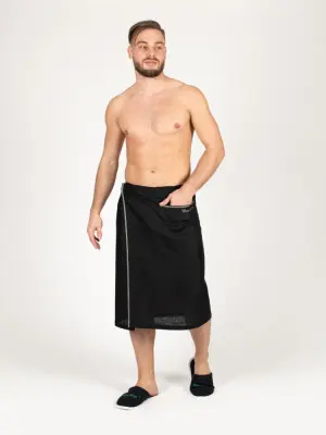 Килт мужской Woodson, чёрный лён с серой полосой (50-52) Килт мужской Woodson, чёрный лён с серой полосой (50-52)