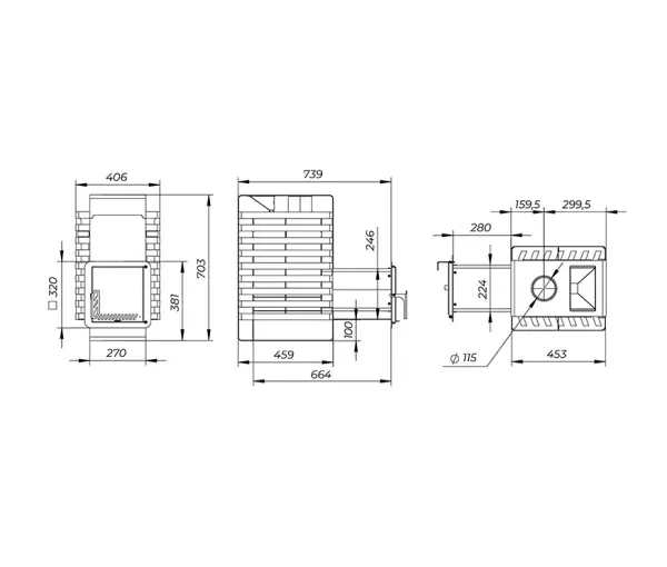 Фото Печь банная "РАДА ТЕРМА 2026" ЗК 6мм 16L, дверца стальная в магазине Woodson