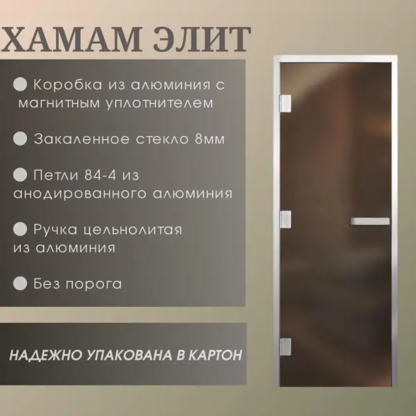 Дверь Хамам Элит 60G Прозрачная 1900*700 L, без порога