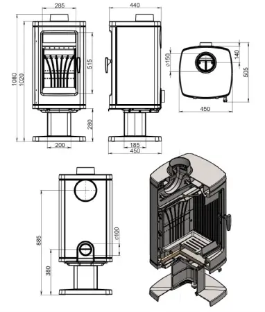 Фото Печь-камин EVEREST H12 в магазине Woodson
