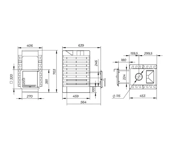 Фото Печь банная "РАДА ТЕРМА 2026" ЗК 6мм 16M, дверца стальная в магазине Woodson