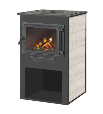 Фото Камин ЭТНА (Панорама) с плитой "Бежевый" Ø150мм в магазине Woodson