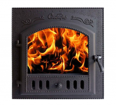 Дверка каминная "Сибирь" 7 АС окрашенная со стеклом 545х545х80 мм