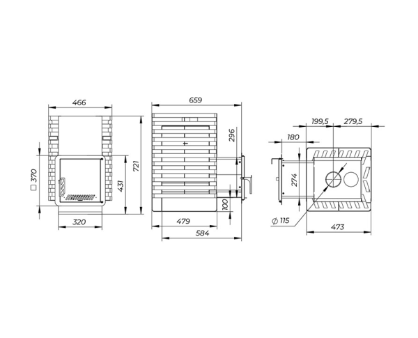 Фото Печь банная "РАДА ТЕРМА 2026" ОК 8мм 20M, дверца стальная в магазине Woodson