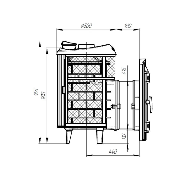 Фото Печь банная "Атмосфера L" комбинированная сетка-ламель "Пироксенит" в магазине Woodson