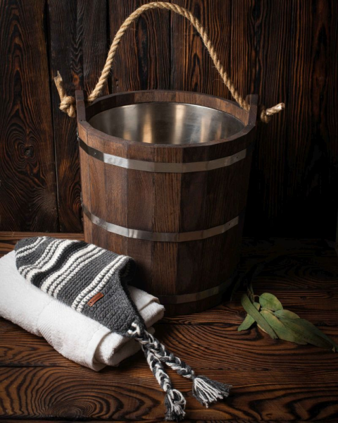 Шапка вязаная для бани Woodson Викинг, серая, 2 косички