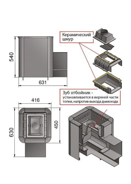 Фото Печь ВЕЗУВИЙ Сенсация 12 Антрацит (ДТ-3) в магазине Woodson