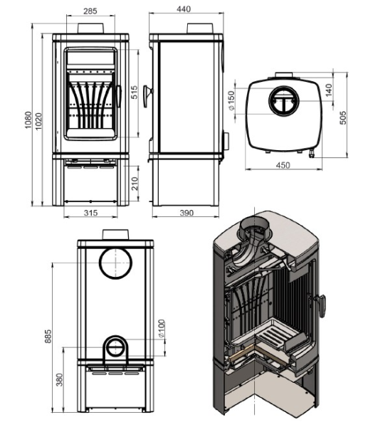 Фото Печь-камин EVEREST H12М в магазине Woodson Фото Печь-камин EVEREST H12М в магазине Woodson
