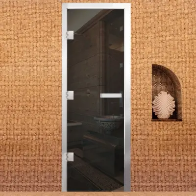 Дверь Хамам Престиж 60G Серая 1900*700 R, без порога