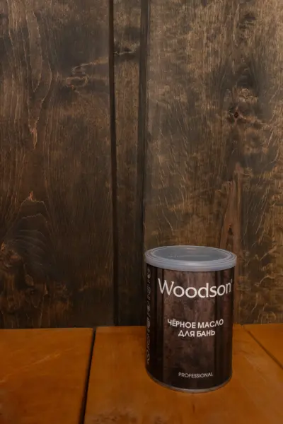 Чёрное масло для защиты древесины Woodson (баня), 0,8л